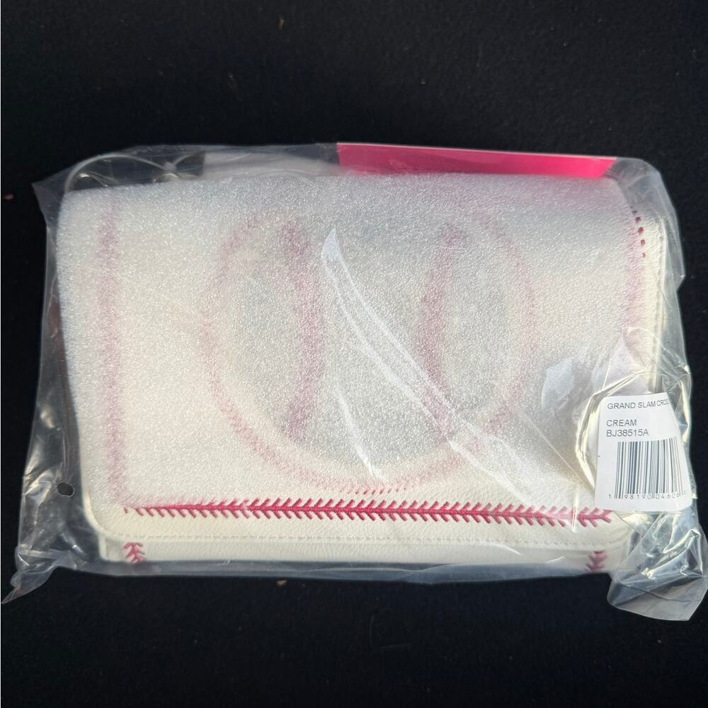 Betsey Johnson Grand Slam Baseball Wallet Crossbody Cream NWT
